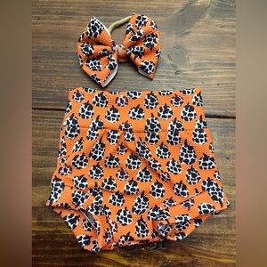 Pumpkin and cow print bummie and bow